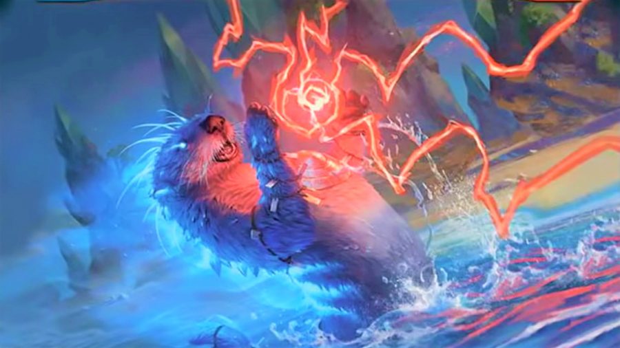 Magic The Gathering Companions - A magical otter catching a lightning bolt.