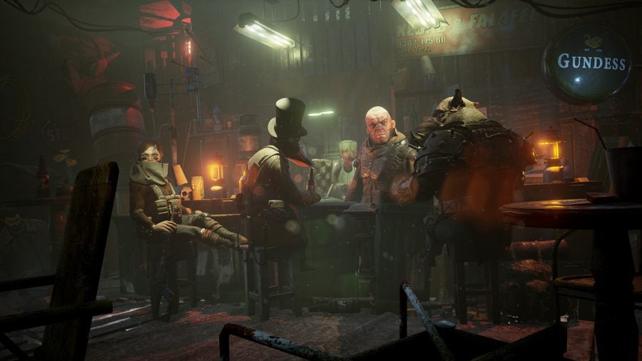 Games like XCOM - A duck, boar, and human in a dingy bar.